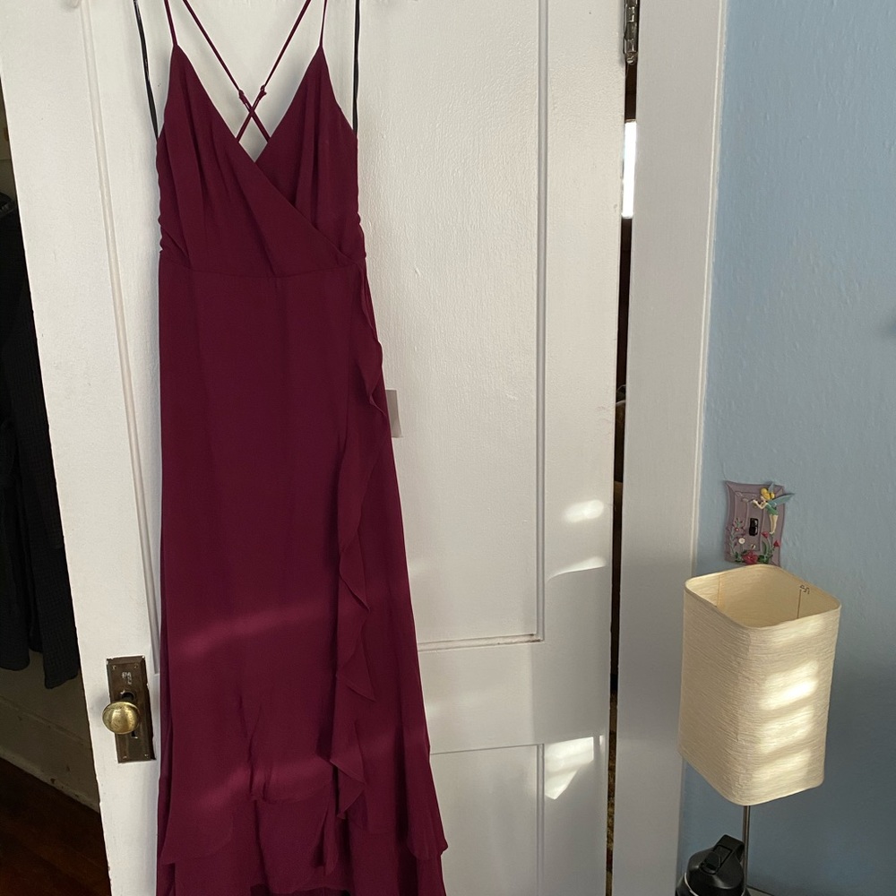 In Love Forever Plum Lace-Up High-Low Maxi Dress